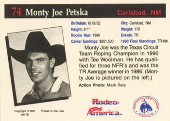1991 Rodeo America Set B #74 Monty Joe Petska Back